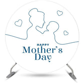 Aperturee - Mom Kid Heart Simple Round Mothers Day Backdrop